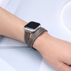 Ceinture de <span class=keywords><strong>luxe</strong></span> en cuir véritable pour <span class=keywords><strong>apple</strong></span> <span class=keywords><strong>Watch</strong></span> ultra 2 sangles 49mm 46mm 45mm 44mm 40mm Double <span class=keywords><strong>Bracelet</strong></span> pour hommes femmes dragonne - Product Image 6