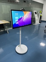 Moda movimiento libre con ruedas 21,5 23,8 27 32 pulgadas pantalla táctil quiosco Android exposición video en vivo tótem de pantalla táctil móvil