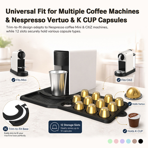 Tapis de drainage en silicone à 12 fentes pour machine à café, support de capsules <span class=keywords><strong>Nespresso</strong></span>, tapis anti-gouttes pour station à café - Vente chaude - Product Image 4