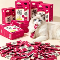 Bâtonnets de crème pour chat sans sucre saveur thon, 50 bâtonnets/boîte, haute absorption protéinée, nourriture humide pour animaux de compagnie, marque privée