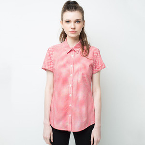 Camicie Formali <span class=keywords><strong>a</strong></span> Quadretti per Donne, Nero Rosso <span class=keywords><strong>a</strong></span> Piccoli <span class=keywords><strong>Quadri</strong></span>, Maniche Personalizzate, Camicie Uniformi - Product Image 3