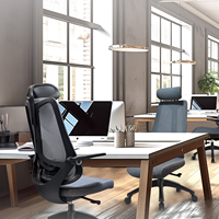 Chaise de bureau ergonomique à dossier haut en maille, avec appui-tête et accoudoirs réglables, vente directe d'usine, style moderne