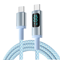 Kabel Pengisian Cepat 100w Grosir 1m Kabel Data Tipe c ke Tipe c Berbahan Nilon Kepang Kabel USB untuk Ponsel dengan Layar LED