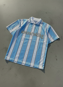 Streetwear Impression par sublimation Maglie Calcio T-shirts rayés personnalisés Col <span class=keywords><strong>polo</strong></span> Design avec strass Magliette Da Uomo de football - Product Image 5
