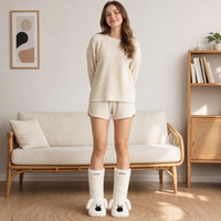 Chaussettes pantoufles 3D en polaire corail doux pour chien, chaussettes thermiques d'intérieur antidérapantes, chaussettes d'hiver moelleuses pour la détente à la maison