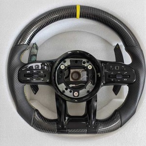 Volant en cuir personnalisé en fibre de carbone W204 W205 W212 W213 W221 <span class=keywords><strong>C</strong></span> E B <span class=keywords><strong>300</strong></span> <span class=keywords><strong>AMG</strong></span> A45 CLA45 C63 2011-2024 pour Mercedes Benz - Product Image 2
