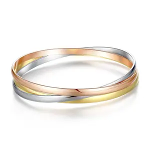 Fashion Design Inspirational Jewelry 18K Rose Gold Plated Stainless Steel Lovers Bangle Bracelets For Women