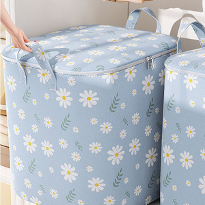 Large Capacity Non Woven Fabric <b>Storage</b> Bag For Quilts <b>Clothes</b> Moving Packing Rectangle Shape With Zipper And Handles - Product Image 1