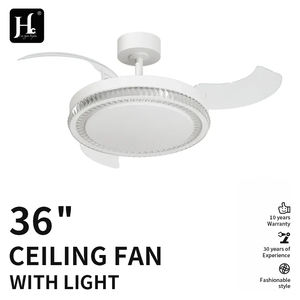 Ventilateur de plafond puissant de 42 pouces avec moteur DC, 4 pales rétractables en plastique, télécommande Bluetooth et lampe intégrée, couleur noire - Product Image 2