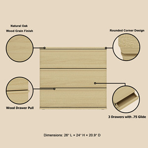 Nightstand In Natural Oak Wood <b>Under</b> <b>Bed</b> Storage Drawer Cabinet - Product Image 4