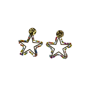 Star <b>Earrings</b> 316L Stainless Steel PVD Gold Plating Multicolor Rhinestones Fashion Jewelry - Product Image 1
