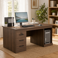 Bureau de direction moderne et minimaliste 2026 avec chaise, style panneau bois, fabriqué en Chine