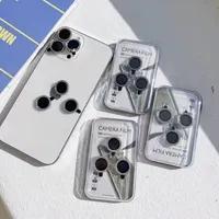 Protection d'objectif en verre trempé à paillettes diamantées pour iPhone 15 11 13 12 14 17 Pro Max 14 15 Plus avec anneau métallique