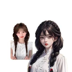 Perruques tressées Miss Jellyfish, queues de cheval longues, bonnet en maille semi-élastique, fibre haute température, marron noir, brun clair naturel, brun foncé - Product Image 1