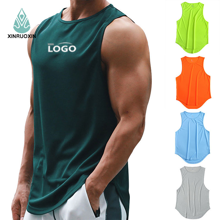 Bán Buôn Phòng Tập Thể Dục Tank Top Người Đàn Ông Giản Dị Mùa Hè Vest Phong Cách Thể Thao Trọng Lượng Nhẹ Chất Liệu Drop Shipping Lỗ Tay Cắt Crew Cổ Tank Tops Cho Nam Giới