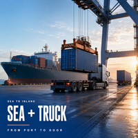 Service de transport de fret multimodal porte-à-porte vers FBA avec suivi en temps réel, dédouanement et logistique maritime