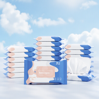Lingettes humides pour bébé antibactériennes écologiques, extra douces, non tissées, sûres pour les nouveau-nés, jetables, pack familial, nettoyage des mains et de la bouche
