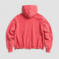 Hoodie streetwear personnalisé, coupé et cousu, zippé, avec appliqué, broderie effet vieilli et patch, délavé à l'acide