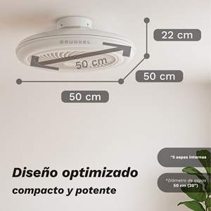 Grunkel Ceiling Fan 20 Inches 7W DC <b>Motor</b> 6 Speeds White - Product Image 5