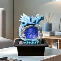 Personnalisé Bleu Polyrésine Dragon Fontaine Nautique Mignon 3D LED-Lit Mythique Créature Sculpture Décor À La Maison Souvenir Artistique Peint