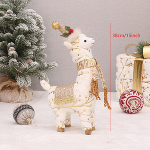 Printed Faux Fur Alpaca Plush Toy Gift <b>Doll</b> Decor New Christmas Products Christmas Decorative Items - Product Image 5