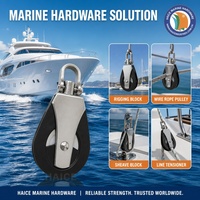 Acier inoxydable 316 Heavy Duty Marine Wire Rope Simple Poulie 6-8mm Pivotant Bloc Nylon Poulie 40mm Manille Yacht Bateau Matériel