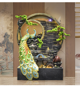Grande Fontaine Décorative Autoportante en Résine Effet Roche Naturelle avec Eau Courante, Style Chinois Moderne pour Salon - Product Image 2