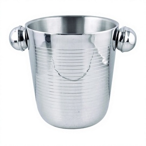 Cubo de vino de doble pared con asa para cubo enfriador de vino, fabricación en India para la venta, superventas, acero inoxidable - Product Image 1