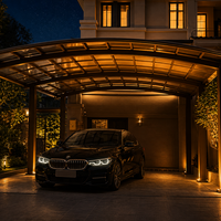Abri de garage double moderne pour villa avec structure en alliage d'aluminium thermolaqué, auvent durable pare-soleil et imperméable