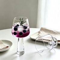 Verre à vin moderne minimaliste noir/transparent, forme torche unique, en cristal, pour vin rouge et champagne