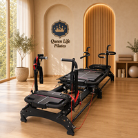 Megaree Luxe Noir Aluminium Commercial Chaîne de Machines de Pilates Réformateurs Ajustables pour Studio de Yoga et Bien-être, Expédition depuis les États-Unis
