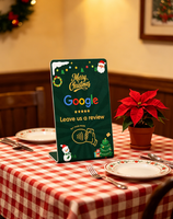 Support NFC de Noël pour avis Google – Laissez un avis en un clic – Tente de table NFC en forme de L pour café, salon, restaurant