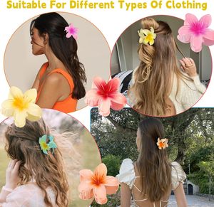 Pinza de Pelo Grande de 8.5cm con Flor Dulce, Accesorios para el Cabello, Pinza de Pelo de Plumeria con Efecto Moiré para la Parte Trasera de la Cabeza - Product Image 4