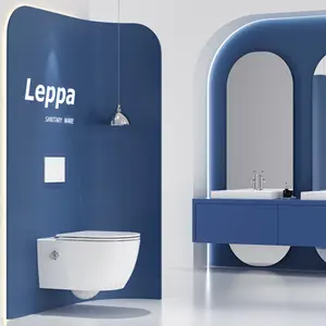 High Grade WC European Bathroom Rimless Wall Hung Toilet Bowl P-Trap Flushing Hanging Ceramic Toilet