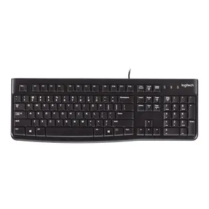 Logi tech K120 MK120 Keyboard berkabel USB hitam, Keyboard PC Desktop Laptop kantor 104 tombol ukuran penuh