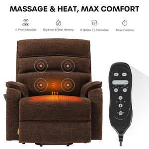 Sillón reclinable de elevación de potencia de calor y masaje de 8 modos de alta resistencia, capacidad de peso de 500 libras, relajación de cuerpo completo de 170 ° para ancianos bariátricos - Product Image 5