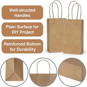 Wholesale Eco-Friendly Custom Kraft Paper <b>Bag</b> with Handle Pink Printed Logo Portable for Supermarket Use - Product Image 5
