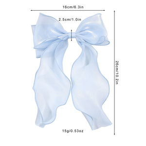 16cm * 26cm Super Fada Grandes Camadas Duplas Brilhante Organza Hairpins Dots Bowknots Francês Clipe Rabo de Cavalo Acessórios para Meninas Mulheres - Product Image 3