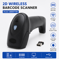 Escáner de Código de Barras Inalámbrico 6800TYW 1D 2D QR, Lee Pantallas de Teléfonos Móviles y Etiquetas de Papel, Un Dispositivo para Todo, 2.4G USB, Punto de Venta Minorista