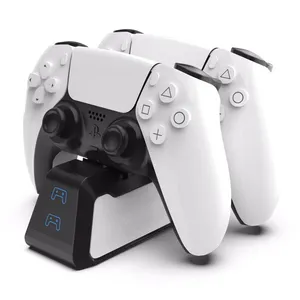 Grosir charge controller ps5-Pengisi Daya LED Cepat Ganda untuk PS5 Pengontrol Nirkabel USB 3.1 Tipe-c Stasiun Dok Buaian Pengisi Daya untuk Sony PlayStation5 Gamepad