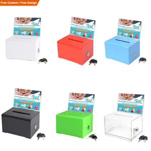 Tùy chỉnh màu sắc trong suốt <span class=keywords><strong>Acrylic</strong></span> từ thiện Tặng hộp tiền mặt tiền lá phiếu vé hộp bỏ phiếu gợi ý ý hộp với 2 phím khóa - Product Image 1