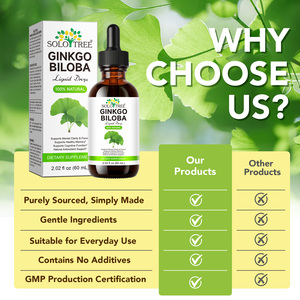 SOLOTREE 60ml Gocce di Estratto di <span class=keywords><strong>Ginkgo</strong></span> <span class=keywords><strong>Biloba</strong></span> Vegano Biologico, Integratore Liquido per il Supporto Cerebrale e della Concentrazione, per Uomini e Donne - Product Image 5
