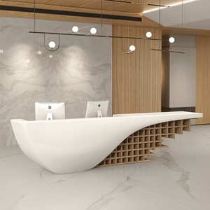 Bureau d'accueil YUMEI QT-009 <span class=keywords><strong>de</strong></span> forme spéciale, peint, en fibre <span class=keywords><strong>de</strong></span> verre écologique et légère, design sans joint pour hôtel - Product Image 1