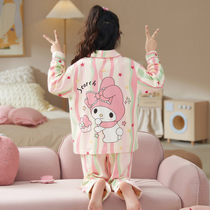 Filles pyjamas à manches longues mince printemps automne maison vêtements élégant dessin animé pour 5-15 <span class=keywords><strong>ans</strong></span> enfant filles coton lâche maison vêtements - Product Image 1