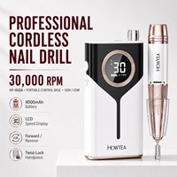 Machine à ongles sans fil HOWYEA 30000 tr/min 4000 mAh avec base portable, clip dorsal et écran LCD – Kit d'outils électriques de manucure et pédicure pour salon
