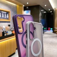 Étui de téléphone magnétique de luxe mat translucide antichoc TPU+PC IMD pour S24 S23 Plus Ultra sans fil