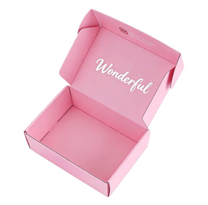 Boîtes d'expédition en carton ondulé personnalisées pour emballages cadeaux roses avec impression sur mesure - Product Image 1