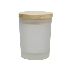 Industry China Wholesale Color Candle Glass Jar Frosted Matte Black Glass Candle Jar With Bamboo Lid150g 200g 250g