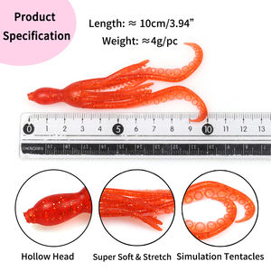 Señuelo de Pesca de Plástico Suave para Pescar Pargo en Agua Salada, 10 cm/3,9 g, Cebo de Pulpo y Calamar, Material TPR, Pesca, Wobbler, Aparejos de Pesca, 8 Colores Fluorescentes - Product Image 3