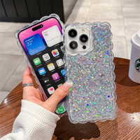 Bling Glitter Téléphone étui pour iphone 15 Drop Glue Brillant Transparent Clair TPU Téléphone Cas De Luxe pour iPhone 15 14 13 12 11 Pro Max